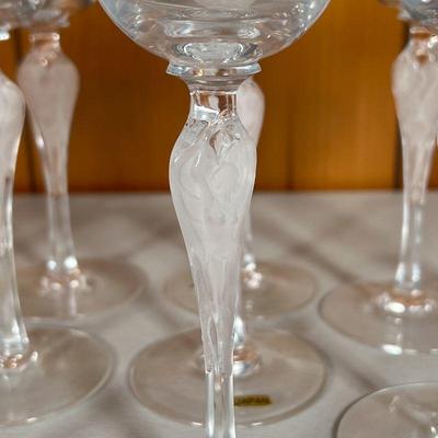 (12PC) FABERGE PAVLOVA WINE GLASSES | (12) Igor Carl Faberge Anna Pavlova Frosted Wine Glasses by the Franklin Mint. Includes Certificate...
