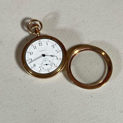 (3PC) 10K GF WALTHAM POCKET WATCH & CHAINS | Vintage Lot Includes: (1) 10K Gold Fill Waltham Pocket Watch. Engraved Case design. Marked...
