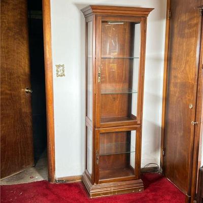 DISPLAY CABINET | Lighted Two-door Display Cabinet. Light on both levels. Three-sided glass. Beautiful finish. - l. 23.5 x w. 14.25 x h....