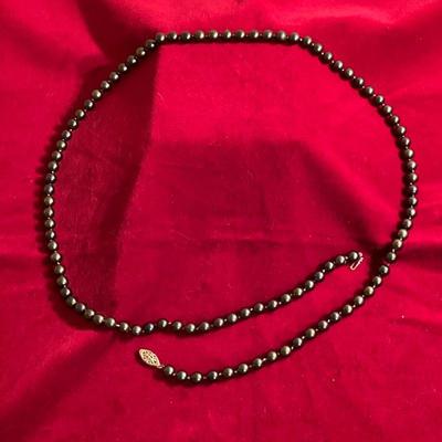 BLACK PEARLS NECKLACE WITH WHITE GOLD CLASP | 30â€ Black Pearl Necklace with 14K White Gold Clasp. Pearls 6.5-6.8mm diameter. - l. 30 in 