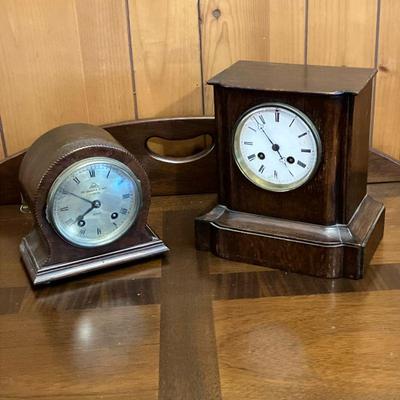 DENT & W H ARLE CLOCKS | Two Vintage Clocks Including: (1) Shelf Clock â€œW. H. Arle & Son Watch & Clock Makers Jewellers 177 Hackney...