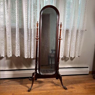 CHEVAL MIRROR | Queen Anne style Cheval Mirror with pad feet. - l. 29 x w. 17 x h. 62.5 in 