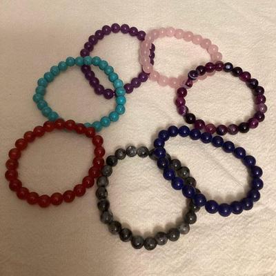 MTT234 Seven Polished Stone Bead Bracelets New
