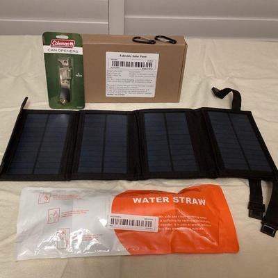 MTT112 Portable Solar Panel, Water Filter Straw & Can Openers New