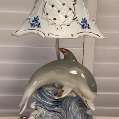 MTT029 Porcelain Dolphin Table Lamp