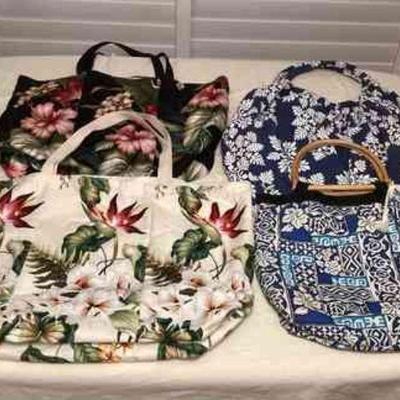 MTT072 Four Fabric Hawaiian Print Tote Bags