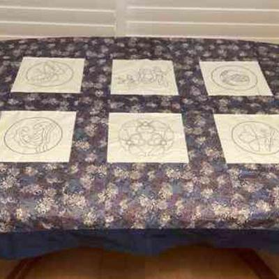 MTT153 Handmade Japanese Embroidered Patchwork Blanket New