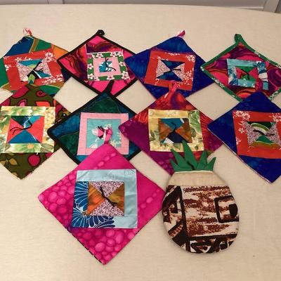 MTT024 Ten Vintage Hawaiian Patchwork Pot Holders