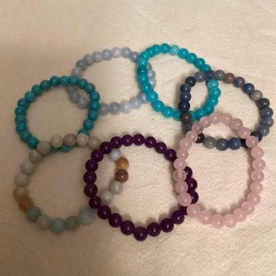 MTT235 Seven Polished Stone Bead Bracelets New