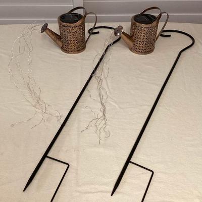 MTT085 Two Solar Watering Can Lights With Hanging Stakes New