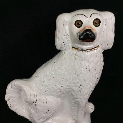 JIFI123 19th Century Staffordshire Dog Figurine	This is a large 19th century white and gilt Staffordshire dog figurine. This ceramic dog...