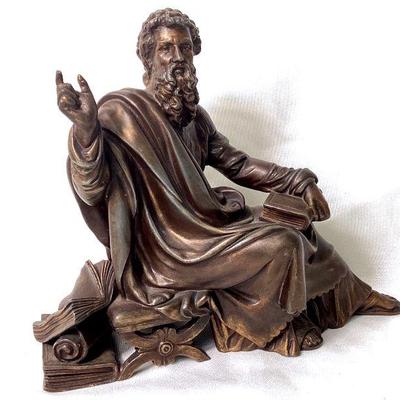 JIFI908 Vintage Brass Figurine	French Antique bronze statue. C 19th century. Most likely statue of Moses.Â Missing very end of pointer...