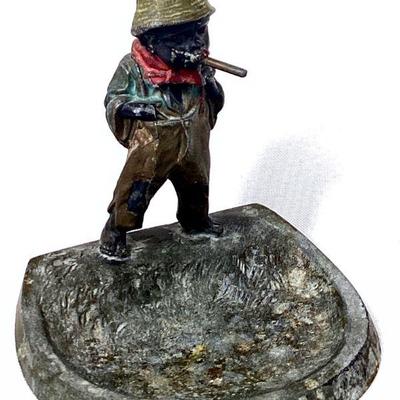 JIFI930 Antique Vienna Cold Painted Bronze Bobbing Head Figure	Signed Austria on bottom of this bronze bobbing headÂ ashtray/ trinket...