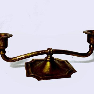 JIFI909 Vintage 1910-1915 Roycroft Arts & Crafts Candleabra	Hammered Brass with original patina with Roycroft stamp on bottom of...