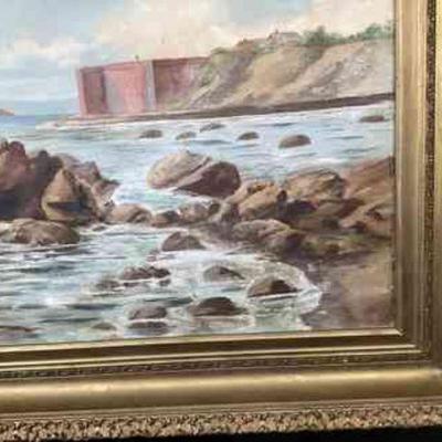 DONLAR920 Circa 1900 Oil On Canvas Painting	Scene depicting Eastern Canada or U.S. Â Original frame measures approximately 43 inches wide...
