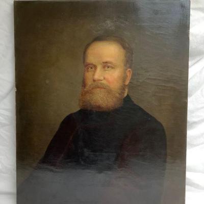 JIFI209 Fine Antique Oil On Canvas Gentleman Portrait	Lovely portrait painting of a gentleman. What may be difficult to see in photos is...