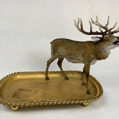 JIFI306 Antique Presentation Tray With Elk	Tray is inscribed to Charles Liebenstern Christmas 1903. Â There is some discoloration. Â Tray...