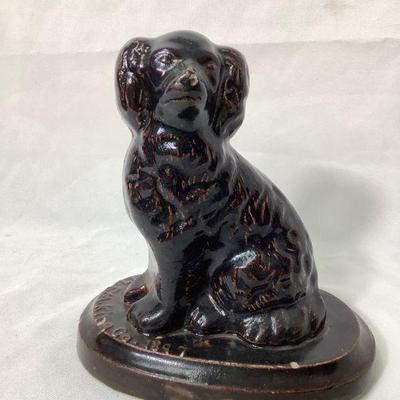 JIFI203 1897 F.M. King Co. Advertising Spaniel Dog Gailsbury Pottery	Beautiful and very heavy for it's size, Adorable spaniel dog. See...