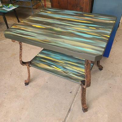 hand painted cast iron heavy table 