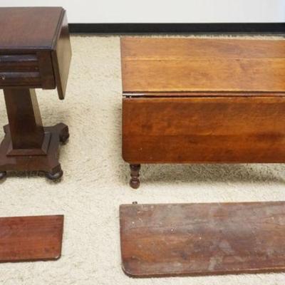 1299	LOT 2 DRAWER STAND & DROPLEAF LOW TABLE, 2 LEAVES NEED TO BE REATTACHED
