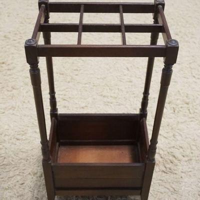1204	MAHOGANY UMBRELLA CANE STAND, APPROXIMATELY 14 IN X 10 IN X 27 IN H
