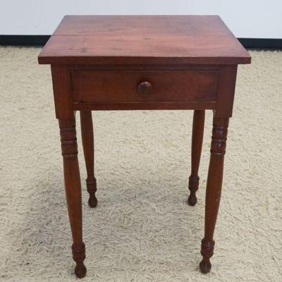 1189	ANTIQUE CHERRY COUNTRY 1 DRAWER STAND WITH TURNED LEGS, APPROXIMATELY 20 IN X 18 IN X 29 IN H
