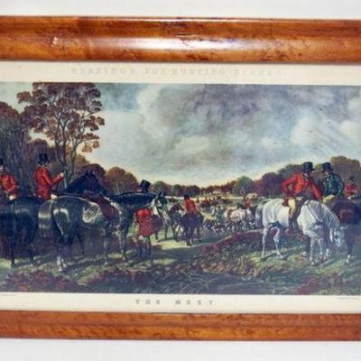 1243	HUNT PRINT *THE MEET* IN BIRDSEYE MAPLE FRAME, APPROXIMATELY 25 IN X 18 IN OVERALL
