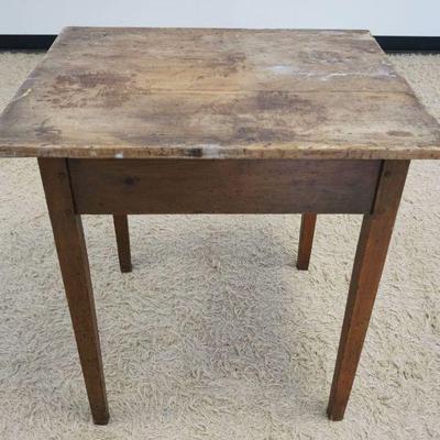 1193	ANTIQUE COUNTRY PINE WORK TABLE, TAPPERED LEGS AND PIN CONSTRUCTION, APPROXIMATELY 30 IN X 25 IN X 30 IN H
