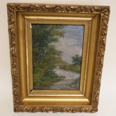 1046	EVE RINGHAM ANTIQUE OIL PAINTING ON CANVAS, LANDSCAPE, ARTIST SIGNED, APPROXIMATELY 8 IN X 10 IN OVERALL

