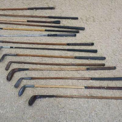 1307	LOT OF 14 GOLF CLUBS INCLUDING WOOD SHAFT
