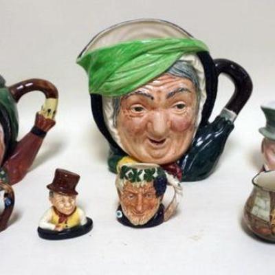 1126	LOT OF ASSORTED TOBY JUGS AND RELATED ITEMS INCLUDING ROYAL DOULTON AND BESWICK, LARGEST APPROXIMATELY 7 IN H

