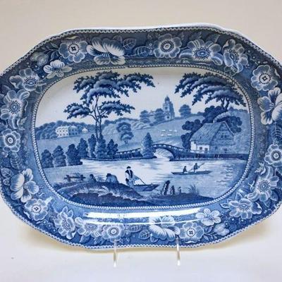 1009	ANTIQUE BLUE TRANSFER PLATTER, APPROXIMATELY 16 IN X 12 IN
