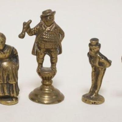 1127	LOT OF 5 MINIATURE BRONZE DICKENS FIGURES, STAMPED ENGLAND, APPROXIMATELY 2 1/2 IN 
