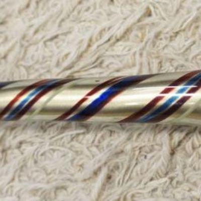 1014	ANTIQUE VICTORIAN MULTICOLOR GLASS PARADE CANE/WALKING STICK, LOSS TO BOTTOM TIP, APPROXIMATELY 37 IN
