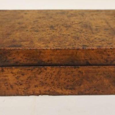 1254	ANTIQUE BURL WOOD DRESSER/DOCUMENT BOX, APPROXIMATELY 12 IN X 7 IN X 4 IN HIGH
