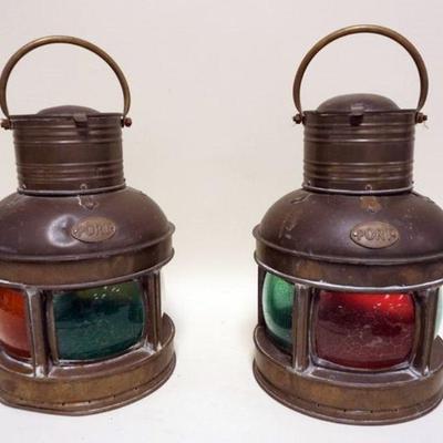 1060	PAIR OF CONTEMPORARY BASS SHIPS PORT LAMPS, APPROXIMATELY 13 IN H
