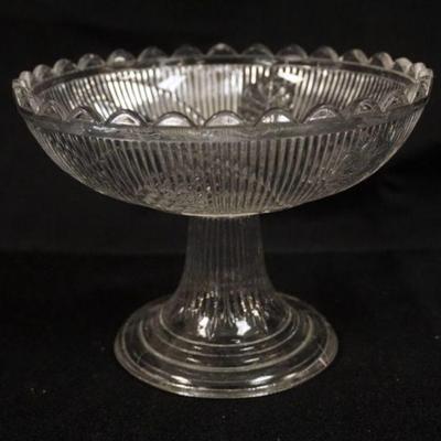 1143	FLING GLASS COMPOTE, APPROXIMATELY 9 IN X 4 IN H

