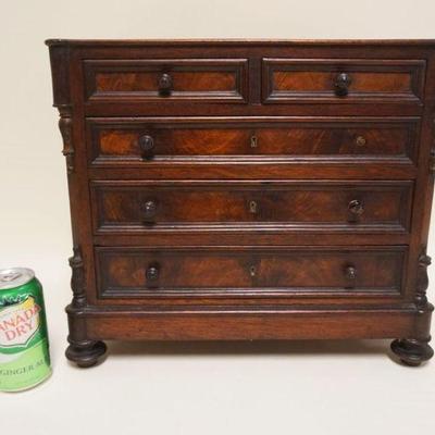 1003	ANTIQUE MINIATURE MAHOGANY EMPIRE CHEST OF DRAWERS, APPROXIMATELY 8 IN X 16 1/2 IN X 14 1/2 IN HIGH
