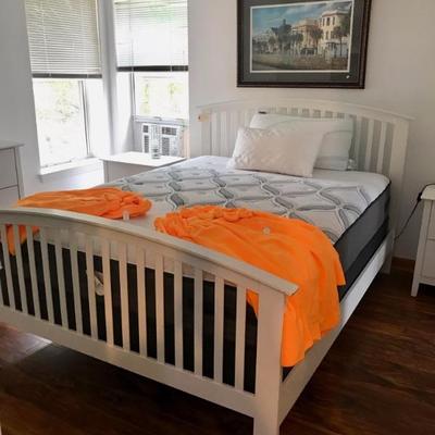 Queen bed with boxspring and mattress $300