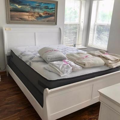 Queen bed with boxspring and mattress $300