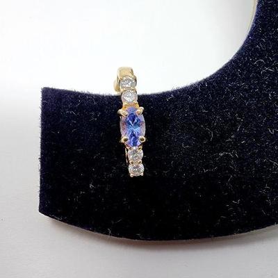 Lot 59 - 14K Yellow Gold Tanzanite Diamond Earrings 