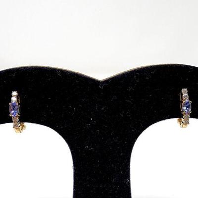 Lot 59 - 14K Yellow Gold Tanzanite Diamond Earrings 