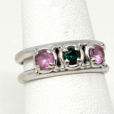#712 â€¢ 14k Gold Emerald & Pink Sapphire Center Ring, 4g
