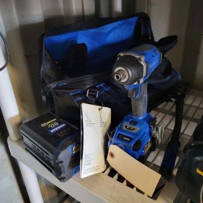 #4510 â€¢ Kobalt Tool Bag, Drill, Bolt Cutters and Battery
