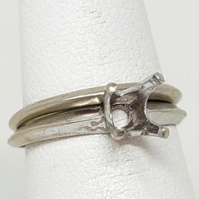 #724 â€¢ 14k White Gold Band and Ring Setting, 2g
