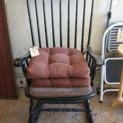 #9522 â€¢ Wooden Rocking Chair & (3) Cushions
