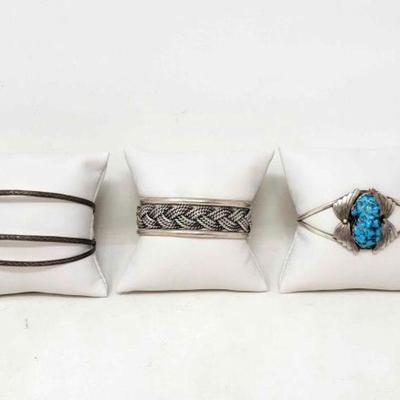#906 â€¢ (3)Sterling Silver Bracelets, 63g
