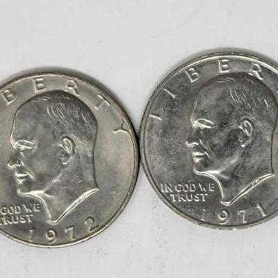 #1454 â€¢ (2) 40% Silver Eisenhower Dollar Coins
