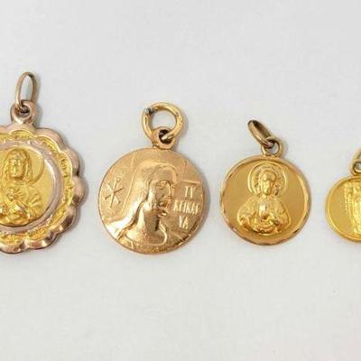 #806 â€¢ (4) 10k Gold Religious Pendants, 5g
