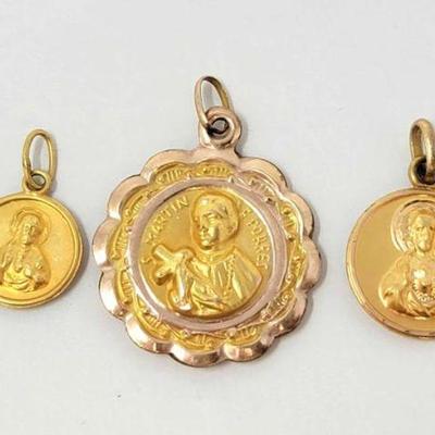 #804 â€¢ (3) 10k Gold Religious Pendants, 4g
